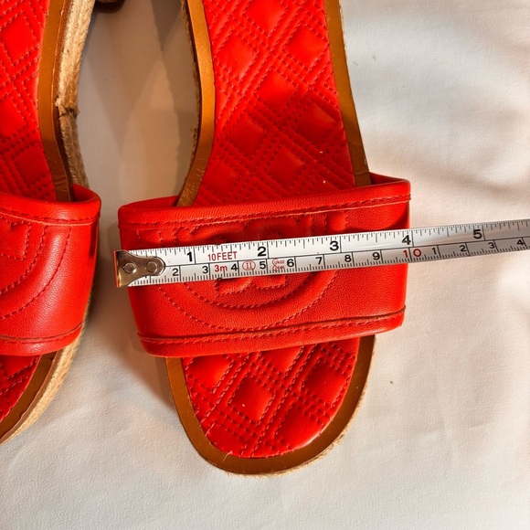 TORY BURCH Sz 9 Orange Espadrille Slides Slip On With a Block Heel - Picture 5 of 12